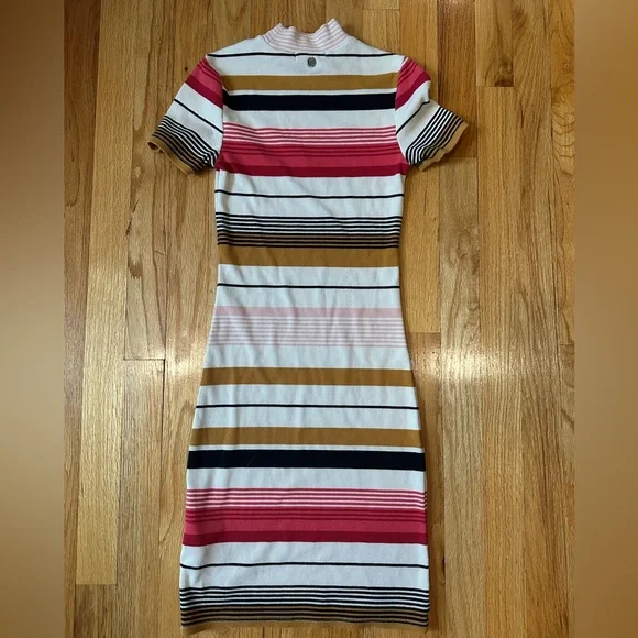 Billabong Mock Neck Ribbed Bodycon Striped Mini Dress size XS - Picture 3 of 5